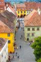 SIGHISOARA, ROMANIA - JULY 17: Aerial view of Old Town in Sighisoara, major tourist attraction on July 17, 2014. City in which was born Vlad Tepes, Dracula