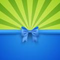 Green beam background with blue gift bow and ribbon