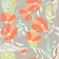 Vector seamless pattern with floral elements, spring flowers, poppies and vases