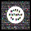 Happy Birthday card with colorful confetti on black background in vector