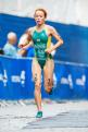Charlotte McShane from Australia at the cobblestone roads of the old town in the Womens ITU World Triathlon Series