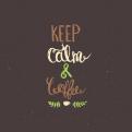 Keep calm and coffee. Modern brush calligraphy. Handwritten ink lettering. Hand drawn design elements.