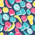 Seamless pattern with different fruits