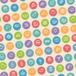 Color Tilted Seamless Pattern with Food Icons