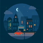 Flat Design Urban Landscape Illustration