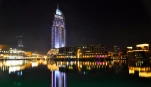 DUBAI, UAE - JUNE 7: The Dancing fountains downtown and man made lake in Dubai, UAE on June 7, 2011.