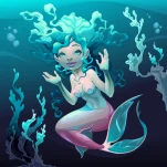 Young mermaid in the sea