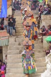 Zanskar, Ladakh,India - July 15,2015: Lamas (monks) perform mask dances at Karsha Monastery in Zanskar valley.