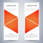 Abstract Roll up banner for presentation and publication. Science, technology and business templates. Square linear digital texture, technological and scientific concept, vector illustration.