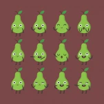 Pear character set different options and emotions