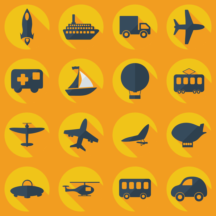 assembly icons of transport delivery set collection