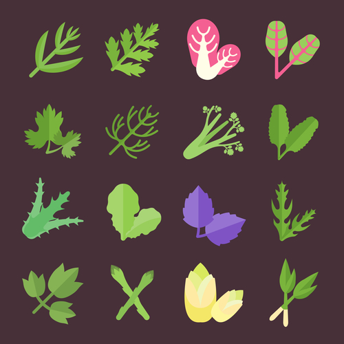 Set Vector Flat Icons of Greenery